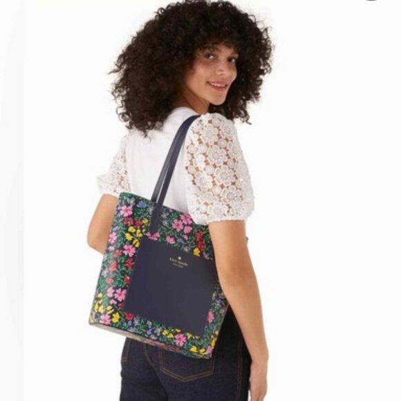 KATE SPADE Daily Tote Large Floral Blue NWT - Picture 9 of 11